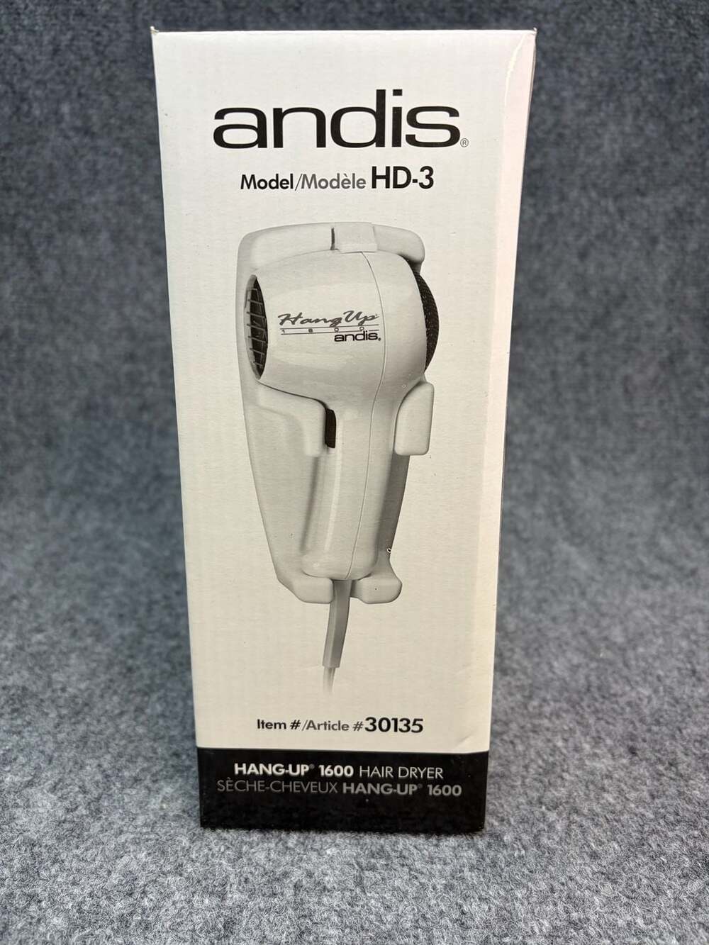 Andis HD-3L Hang-Up Wall Mount 1600 Hair Dryer White~30135-Brand new in box